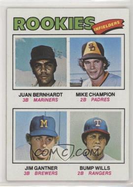 1977 Topps - [Base] #494 - Rookie Infielders - Juan Bernhardt, Mike Champion, Jim Gantner, Bump Wills