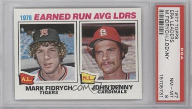 1977 Topps - [Base] #7 - League Leaders - Mark Fidrych, John Denny [PSA 8 NM‑MT]