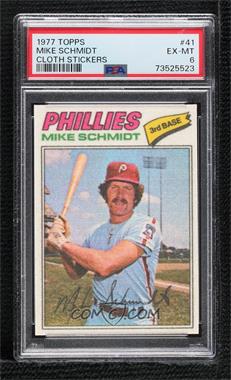 1977 Topps Baseball Patches Cloth Stickers - [Base] #41.2 - Mike Schmidt (Two Stars at Back Bottom) [PSA 6 EX‑MT]