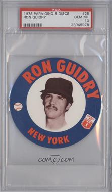 1978 Papa Gino's Collector's Series Discs - [Base] #28 - Ron Guidry [PSA 10 GEM MT]