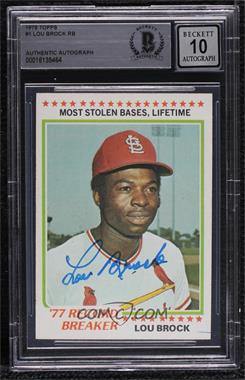 1978 Topps - [Base] #1 - Record Breaker - Lou Brock [BAS BGS Authentic]