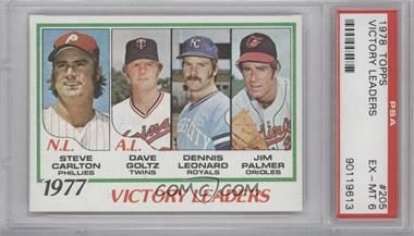 1978 Topps - [Base] #205 - League Leaders - Steve Carlton, Dave Goltz, Dennis Leonard, Jim Palmer [PSA 6 EX‑MT]