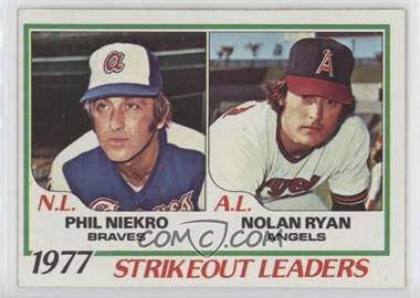 1978 Topps - [Base] #206 - League Leaders - Phil Niekro, Nolan Ryan
