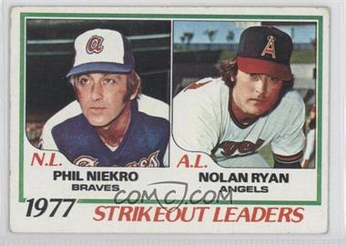 1978 Topps - [Base] #206 - League Leaders - Phil Niekro, Nolan Ryan [Good to VG‑EX]