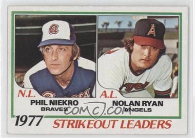 1978 Topps - [Base] #206 - League Leaders - Phil Niekro, Nolan Ryan