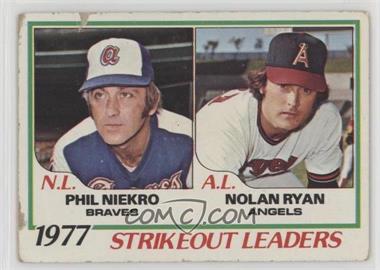 1978 Topps - [Base] #206 - League Leaders - Phil Niekro, Nolan Ryan [COMC RCR Poor]