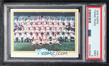 1978 Topps - [Base] #451 - Team Checklist - Minnesota Twins Team [PSA 9 MINT]
