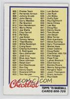 Checklist - Cards 606-726