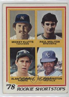 1978 Topps - [Base] #707 - Rookie Shortstops - Mickey Klutts, Paul Molitor, Alan Trammell, U.L. Washington [Poor to Fair]