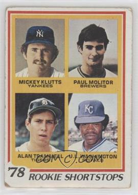 1978 Topps - [Base] #707 - Rookie Shortstops - Mickey Klutts, Paul Molitor, Alan Trammell, U.L. Washington [Good to VG‑EX]