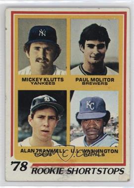 1978 Topps - [Base] #707 - Rookie Shortstops - Mickey Klutts, Paul Molitor, Alan Trammell, U.L. Washington [Good to VG‑EX]