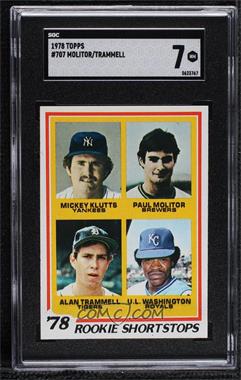1978 Topps - [Base] #707 - Rookie Shortstops - Mickey Klutts, Paul Molitor, Alan Trammell, U.L. Washington [SGC 7 NM]