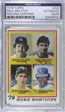1978 Topps - [Base] #707 - Rookie Shortstops - Mickey Klutts, Paul Molitor, Alan Trammell, U.L. Washington [PSA/DNA Encased]