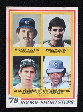 1978 Topps - [Base] #707 - Rookie Shortstops - Mickey Klutts, Paul Molitor, Alan Trammell, U.L. Washington [Poor to Fair]