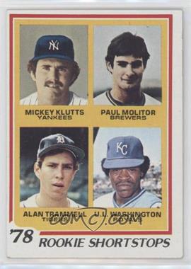 1978 Topps - [Base] #707 - Rookie Shortstops - Mickey Klutts, Paul Molitor, Alan Trammell, U.L. Washington