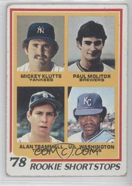 1978 Topps - [Base] #707 - Rookie Shortstops - Mickey Klutts, Paul Molitor, Alan Trammell, U.L. Washington [Good to VG‑EX]