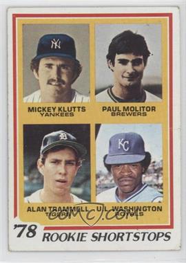 1978 Topps - [Base] #707 - Rookie Shortstops - Mickey Klutts, Paul Molitor, Alan Trammell, U.L. Washington