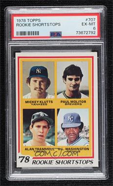 1978 Topps - [Base] #707 - Rookie Shortstops - Mickey Klutts, Paul Molitor, Alan Trammell, U.L. Washington [PSA 6 EX‑MT]