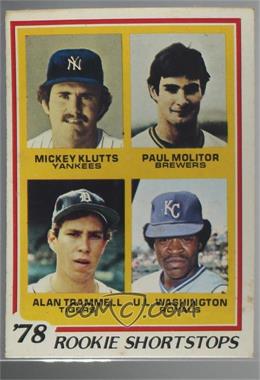 1978 Topps - [Base] #707 - Rookie Shortstops - Mickey Klutts, Paul Molitor, Alan Trammell, U.L. Washington [Altered]