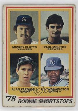 1978 Topps - [Base] #707 - Rookie Shortstops - Mickey Klutts, Paul Molitor, Alan Trammell, U.L. Washington [Poor to Fair]