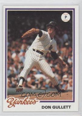 1978 Topps Burger King - Restaurant New York Yankees #8 - Don Gullett