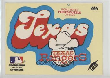 1979 Fleer Grand Slam Hi-Gloss Team Stickers - [Base] #TEX.1 - Texas Rangers (Team Logo White Background)