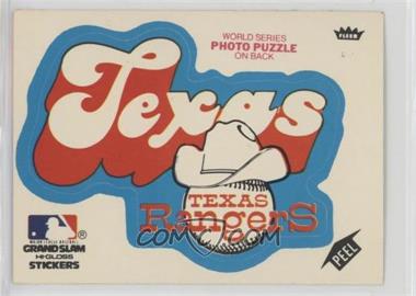 1979 Fleer Grand Slam Hi-Gloss Team Stickers - [Base] #TEX.1 - Texas Rangers (Team Logo White Background)