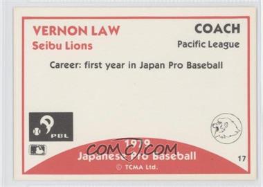 1979 TCMA Japanese Pro Baseball #17 - Vern Law - Courtesy of COMC.com