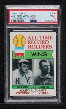 1979 Topps - [Base] #416 - All-Time Record Holders - Jack Chesbro, Cy Young (Wins) [PSA 9 MINT]