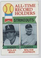 All-Time Record Holders - Nolan Ryan, Walter Johnson (Strikeouts) [Good to…