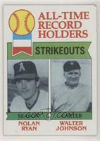 All-Time Record Holders - Nolan Ryan, Walter Johnson (Strikeouts) [Poor to…