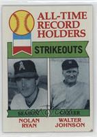 All-Time Record Holders - Nolan Ryan, Walter Johnson (Strikeouts)