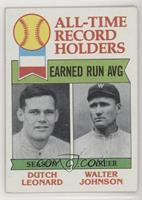 All-Time Record Holders - Dutch Leonard, Walter Johnson (Earned Run AVG) [Good&…