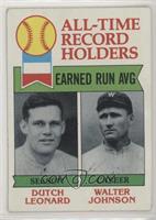 All-Time Record Holders - Dutch Leonard, Walter Johnson (Earned Run AVG) [Poor&…