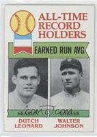 All-Time Record Holders - Dutch Leonard, Walter Johnson (Earned Run AVG) [Good&…