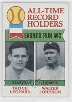 All-Time Record Holders - Dutch Leonard, Walter Johnson (Earned Run AVG)