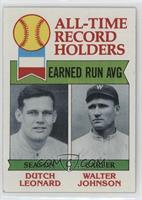 All-Time Record Holders - Dutch Leonard, Walter Johnson (Earned Run AVG)