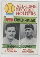 All-Time Record Holders - Dutch Leonard, Walter Johnson (Earned Run AVG) [Good&…