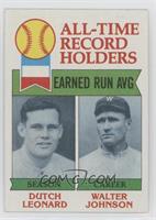 All-Time Record Holders - Dutch Leonard, Walter Johnson (Earned Run AVG)