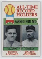 All-Time Record Holders - Dutch Leonard, Walter Johnson (Earned Run AVG)