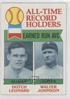 All-Time Record Holders - Dutch Leonard, Walter Johnson (Earned Run AVG) [Noted]