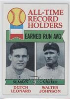 All-Time Record Holders - Dutch Leonard, Walter Johnson (Earned Run AVG)