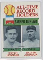 All-Time Record Holders - Dutch Leonard, Walter Johnson (Earned Run AVG)