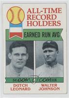 All-Time Record Holders - Dutch Leonard, Walter Johnson (Earned Run AVG) [Noted]