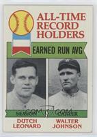 All-Time Record Holders - Dutch Leonard, Walter Johnson (Earned Run AVG)