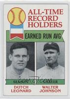 All-Time Record Holders - Dutch Leonard, Walter Johnson (Earned Run AVG)