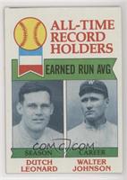 All-Time Record Holders - Dutch Leonard, Walter Johnson (Earned Run AVG)