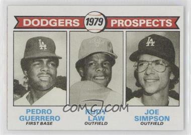 1979 Topps - [Base] #719 - 1979 Prospects - Pedro Guerrero, Rudy Law, Joe Simpson