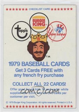 1979 Topps Burger King - Restaurant New York Yankees #_CHEC - Checklist