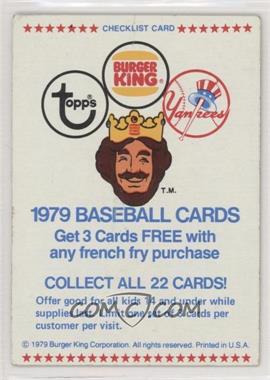 1979 Topps Burger King - Restaurant New York Yankees #_CHEC - Checklist [Poor to Fair]